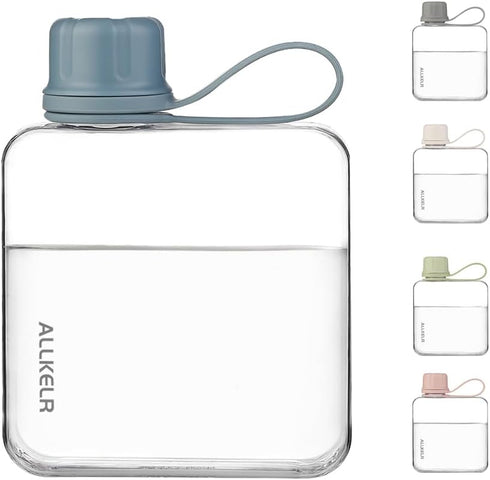 Portable Flat Water Bottle,BPA Free Reusable Tritan Plastic Travel Water Bottle Cup,Lightweight Leakproof Slim Water Bottle Fits Purse,Backpacking...